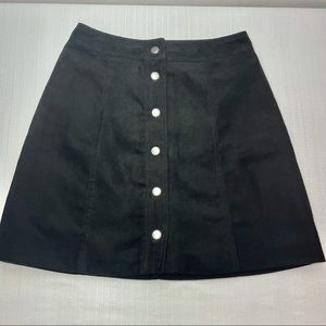 Divided Black Button Front A-Line Mini Skirt Size 2